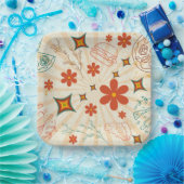 Assiettes En Carton Retro Floral Fast Food Motif (Fête)