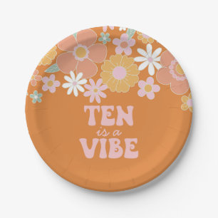 Assiettes En Carton Retro Floral Ten est une Vibe 10e anniversaire