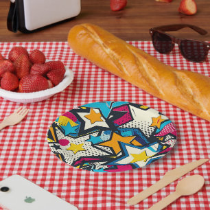 Assiettes En Carton Retro Funky Abstrait Comic Pop Motif