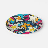 Assiettes En Carton Retro Funky Abstrait Comic Pop Motif (Angle)