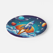 Assiettes En Carton Retro, fusée spatiale (Angle)