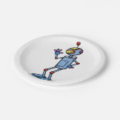 Assiettes En Carton Retro Futuristic Robot Character Waving (Angle)