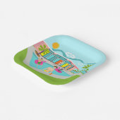 Assiettes En Carton Retro Gay Pink Flamant rose Pool Party (Angulaire)