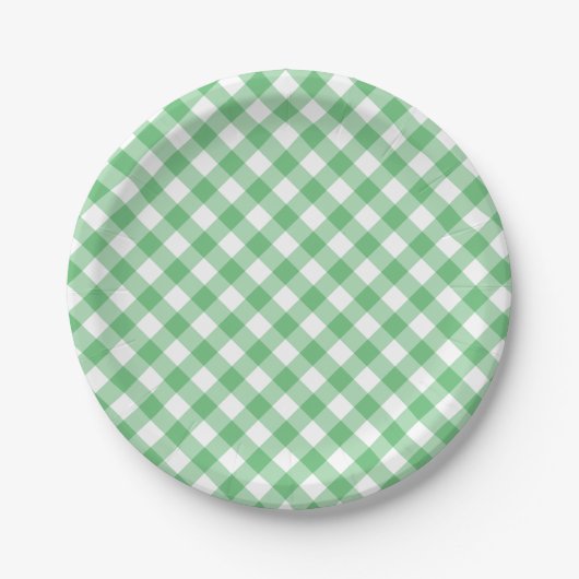 Assiettes En Carton Retro Gingham Summer Green (Devant)