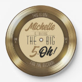 Assiettes En Carton Retro Gold Black Vinyl Record 50e fête d'anniversa (Devant)