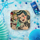 Assiettes En Carton Retro gothique Halloween Girls Comics (Fête)