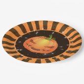 Assiettes En Carton Retro Halloween Rays, Jack o'lantern (Angle)
