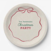 Assiettes En Carton Retro Hand Drawn Ribbon Bow Christmas Party (Devant)