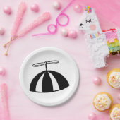 Assiettes En Carton Retro hélice Beanie Whimsical noir et blanc (Fête)