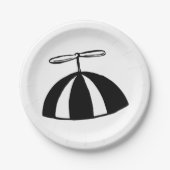 Assiettes En Carton Retro hélice Beanie Whimsical noir et blanc (Devant)
