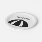 Assiettes En Carton Retro hélice Beanie Whimsical noir et blanc (Angle)