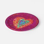 Assiettes En Carton Rétro Hippie Rose Turquoise Cœur Save the Date (Angle)