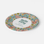 Assiettes En Carton Retro Hippie Super Fleur Bonjour Cinquante Anniver (Angle)