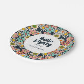 Assiettes En Carton Retro Hippie Super Fleur Bonjour Quatre-Vingt Anni (Angle)