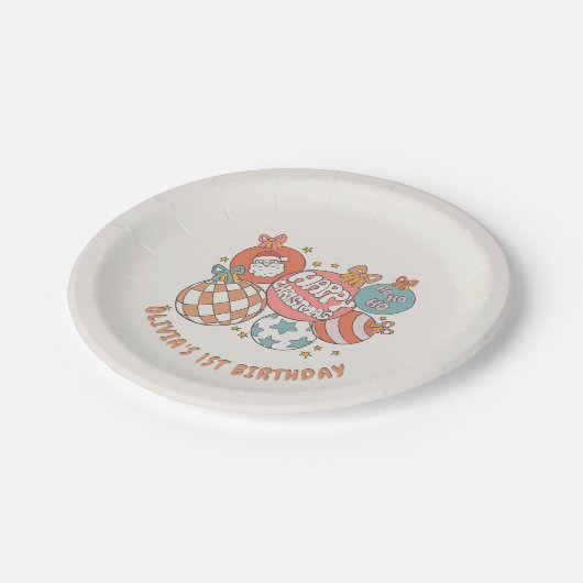 Assiettes En Carton Retro hiver Père Noël Noël fête d'anniversaire (Angle)