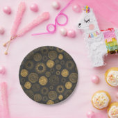 Assiettes En Carton Retro Holiday Gold Burst Sparkler Servir gâteau (Fête)