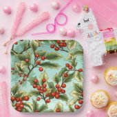 Assiettes En Carton Retro Holly Grand Noël (Fête)