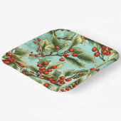 Assiettes En Carton Retro Holly Grand Noël (Angulaire)
