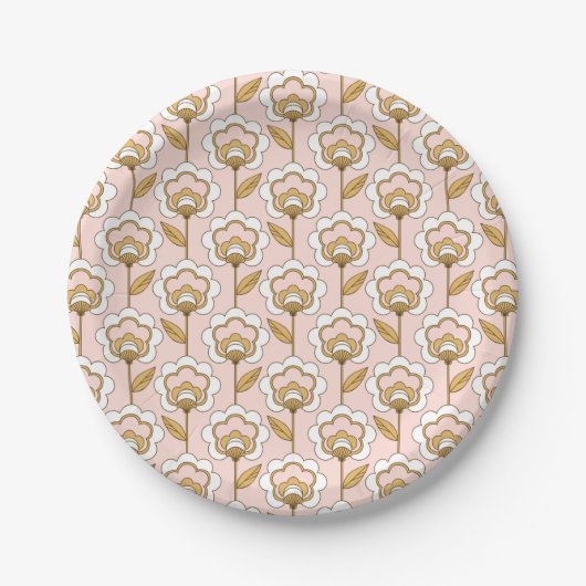 Assiettes En Carton Retro Jardin rose motif floral (Devant)