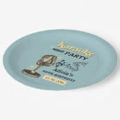 Assiettes En Carton Retro Karaoke Night Party Turquoise & Crème Annive (Angle)