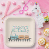 Assiettes En Carton Retro Kids Train 1ère fête d'anniversaire (Fête)