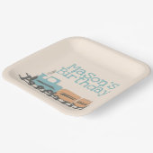 Assiettes En Carton Retro Kids Train 1ère fête d'anniversaire (Angulaire)