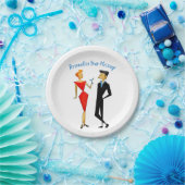 Assiettes En Carton Retro les années 50 Man Femme Couple Cocktail Part (Fête)