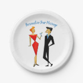 Assiettes En Carton Retro les années 50 Man Femme Couple Cocktail Part (Devant)
