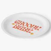 Assiettes En Carton Retro les années 70 moutarde Orange Hippie Super b (Angle)