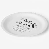 Assiettes En Carton Retro Mangez Boire & Soyez Cinquante Throwback 50e (Angle)