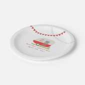 Assiettes En Carton Rétro mariage rouge de remorque (Angle)