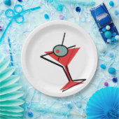 Assiettes En Carton Rétro Martini rouge (Fête)