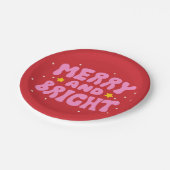 Assiettes En Carton Retro Merry et Bright Holiday Design (Angle)