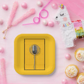 Assiettes En Carton Retro Microphone on Bold Yellow (Fête)