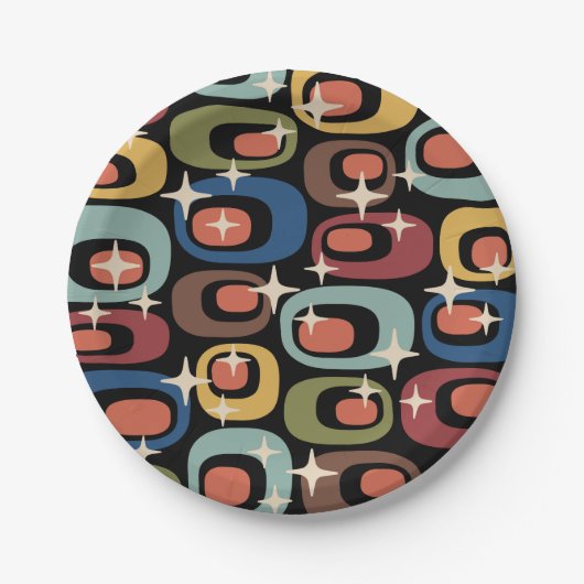 Assiettes En Carton Retro Mid-Century Moderne Abstrait (Devant)