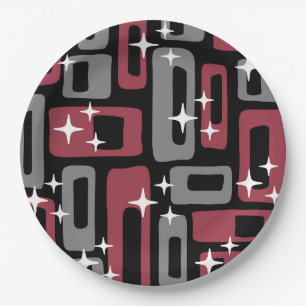 Assiettes En Carton Retro Mid-Century Moderne Abstrait