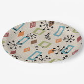 Assiettes En Carton Retro Mid-Century moderne Atomique Abstrait Motif (Angle)