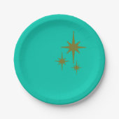 Assiettes En Carton Retro Mid-siècle moderne Starburst Trio Vert Turqu (Devant)