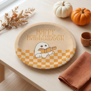 Assiettes En Carton Rétro Mignon Fantôme Joyeux Halloween
