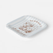 Assiettes En Carton Retro Modern Blue & Brown Bachelorette Weekend (Angulaire)