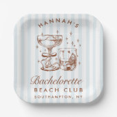 Assiettes En Carton Retro Modern Blue & Brown Bachelorette Weekend (Recto)