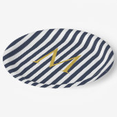 Assiettes En Carton Retro Monogramme Marine Bleu & Blancs Gratuits (Angle)