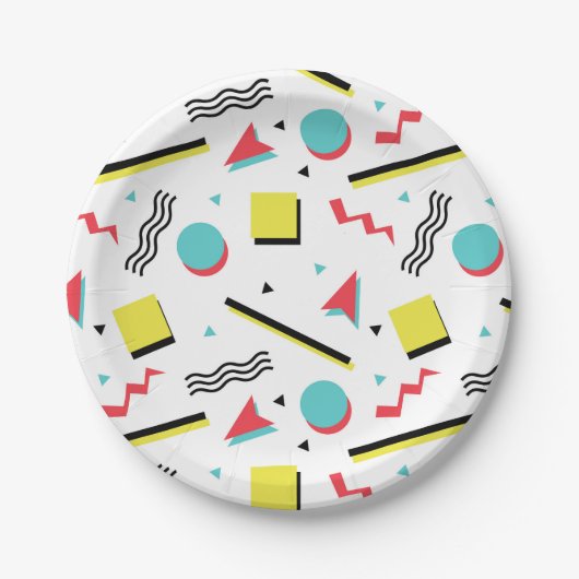 Assiettes En Carton Rétro motif 90s sans couture (Devant)