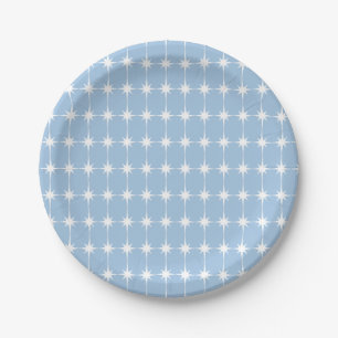 Assiettes En Carton Rétro motif étoile bleu clair moderne du milieu du