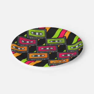 Assiettes En Carton Rétro motif vintage lumineux frais des cassettes