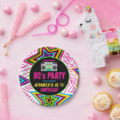 Assiettes En Carton Retro Neon 80s fête d'anniversaire (Fête)