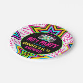 Assiettes En Carton Retro Neon 80s fête d'anniversaire (Angle)