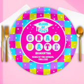 Assiettes En Carton Retro Neon Graduation Party
