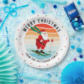 Assiettes En Carton Retro Noël Sunset Ski Père Noël Personnalisé (Fête)