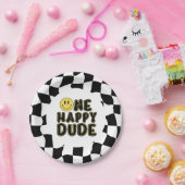 Assiettes En Carton Retro One Happy Dude Première fête d'anniversaire (Fête)